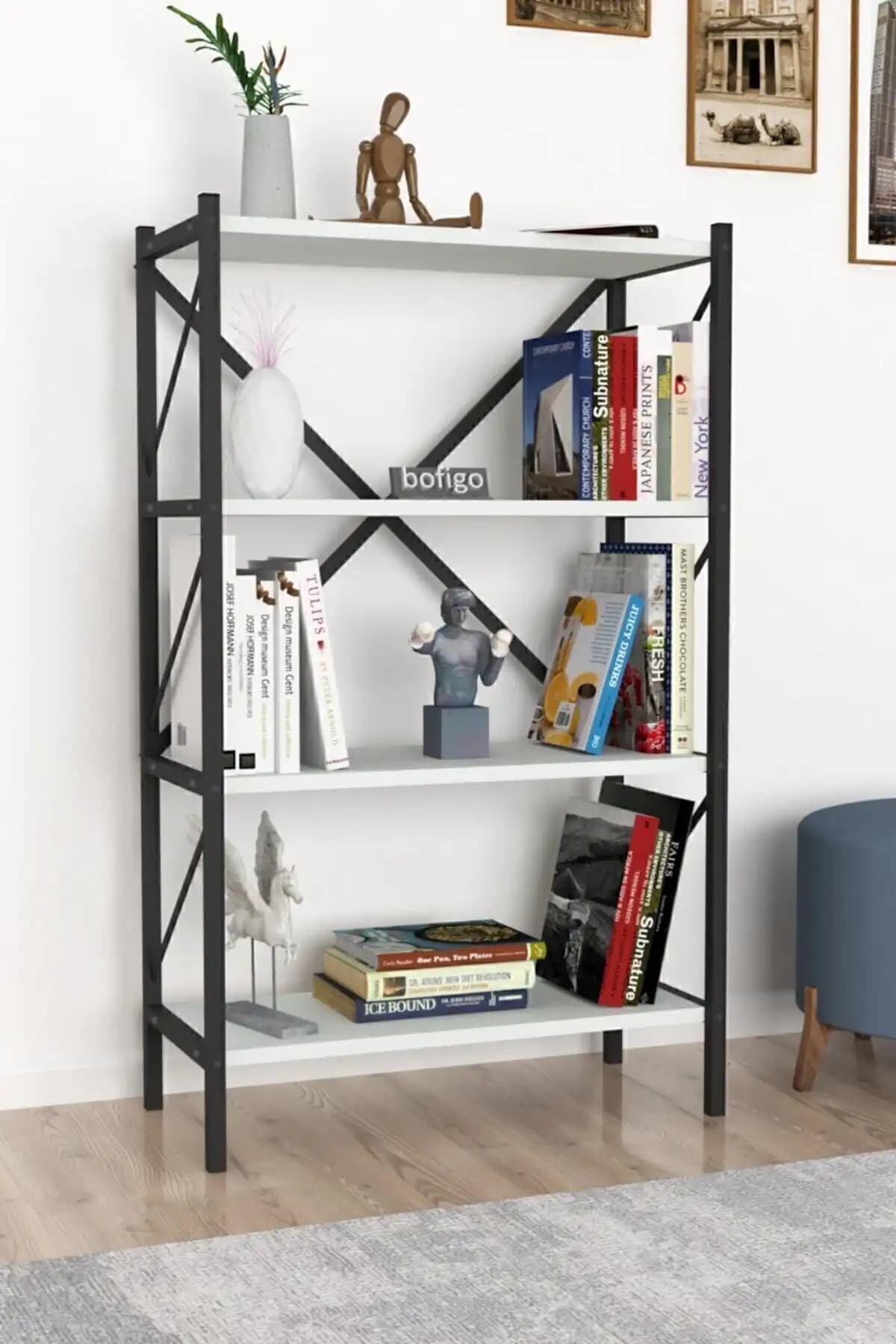 Bofigo Dekoratif 4 Raflı Kitaplık ve Sera Metal Kitaplık Karşılaştırması 1