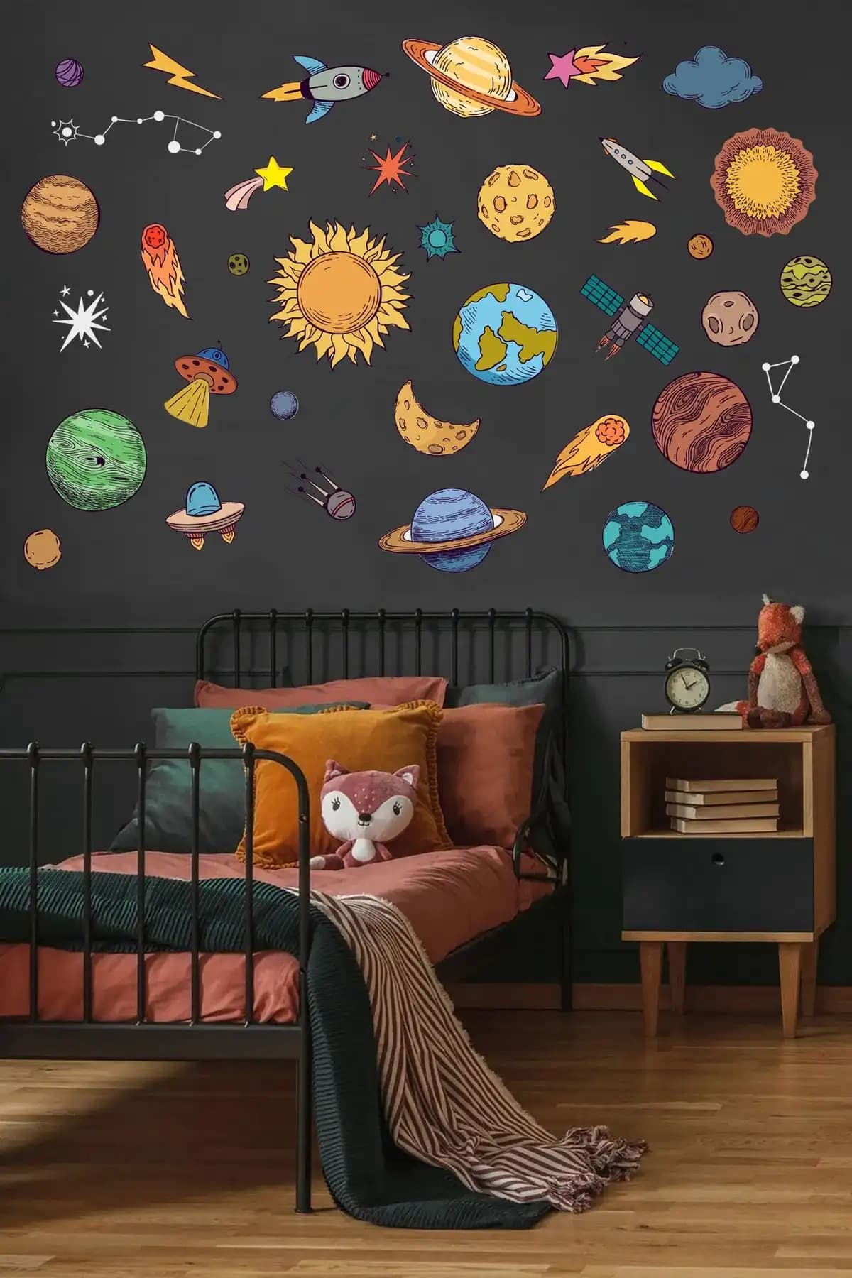 Gezegenler ve Yıldızlar ile Uzay Temalı Duvar Sticker Dekorasyon Çözümünüz