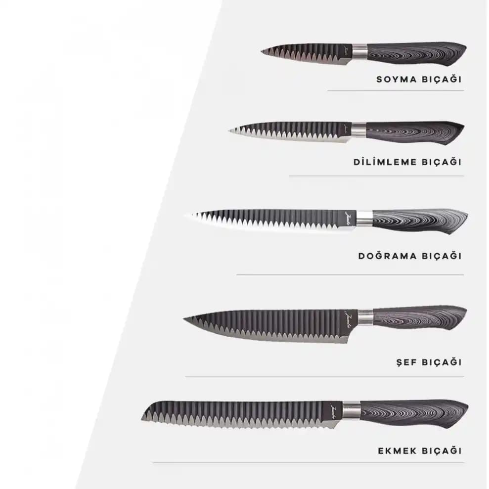 Jumbo Viva 5 Parça Bıçak Seti ile Modern ve Şık Mutfak Dekorasyonu Sağlayın