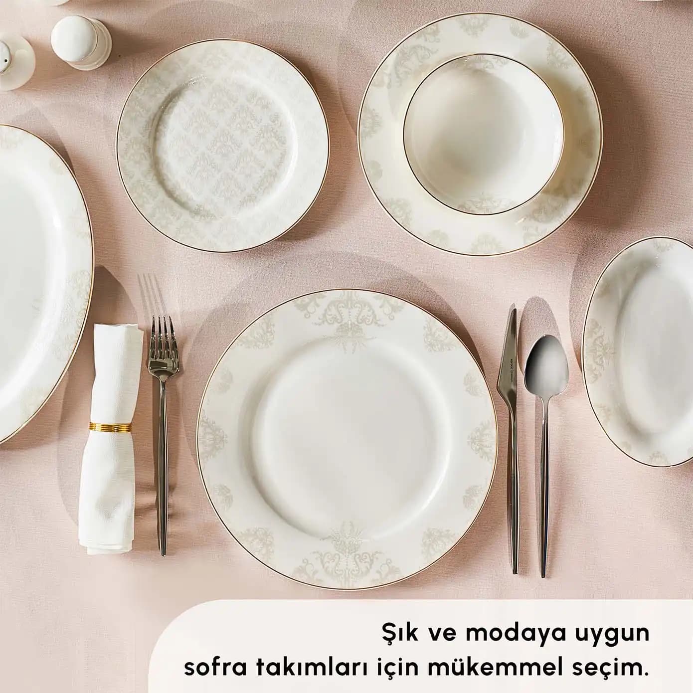 Karaca Siena 56 Parça 12 Kişilik Gold Yemek Takımı Dekorasyonda Şıklık ve Fonksiyonellik