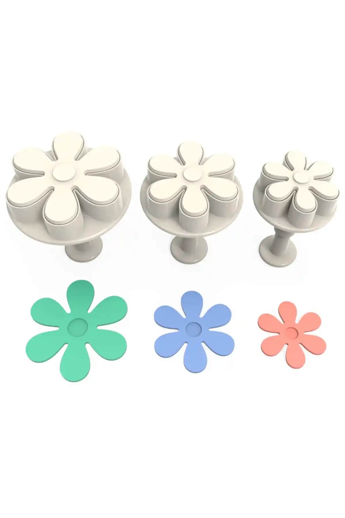 AGN STORE Çiçek Basmalı Enjektörlü Kopat Kurabiye Kalıbı 3'lü Set ile Yaratıcı Sunumlar