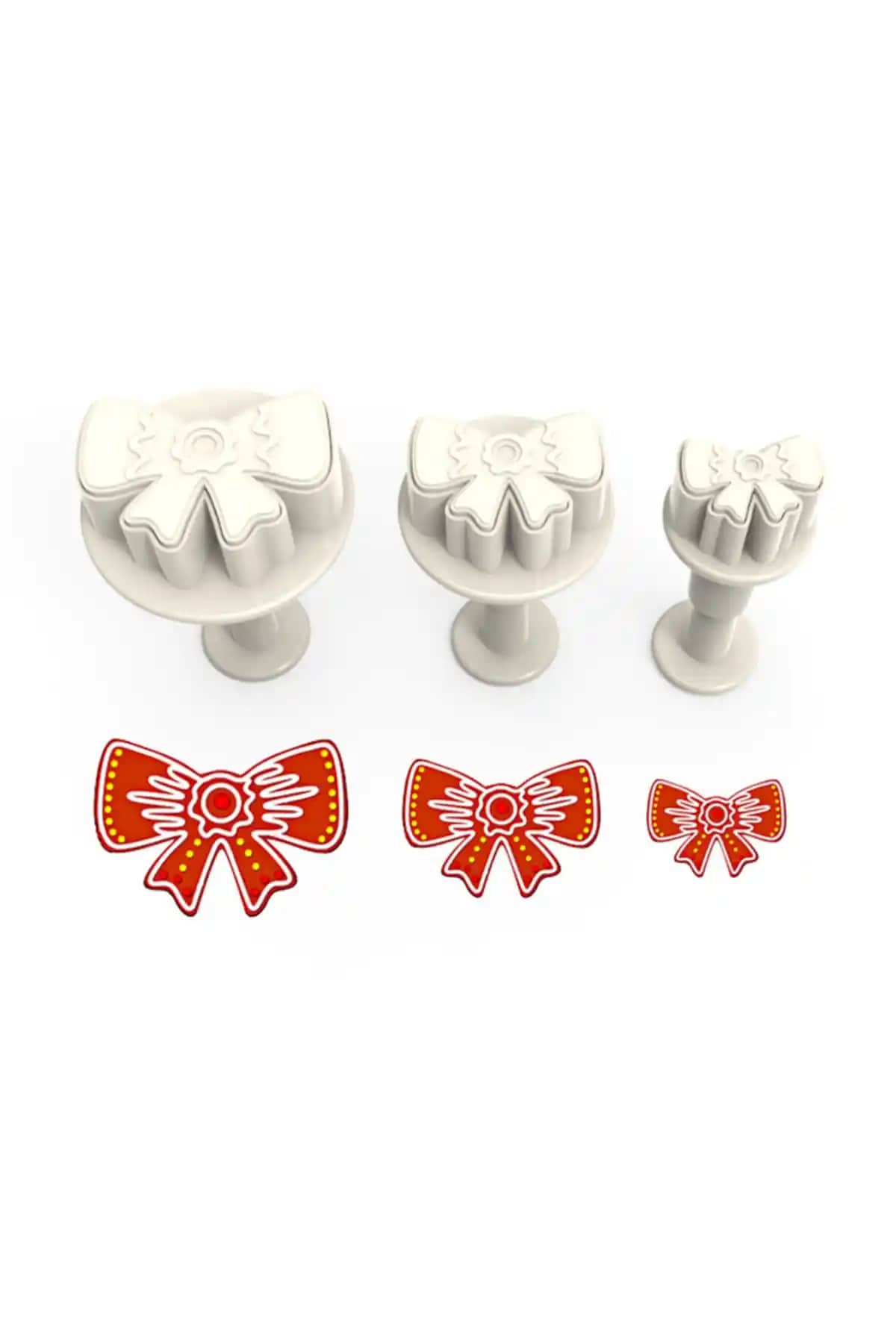 Butedo Fiyonk Basmalı Enjektörlü Kurabiye Kalıbı 3'lü Set Yaratıcı ve Pratik Mutfak Aracı