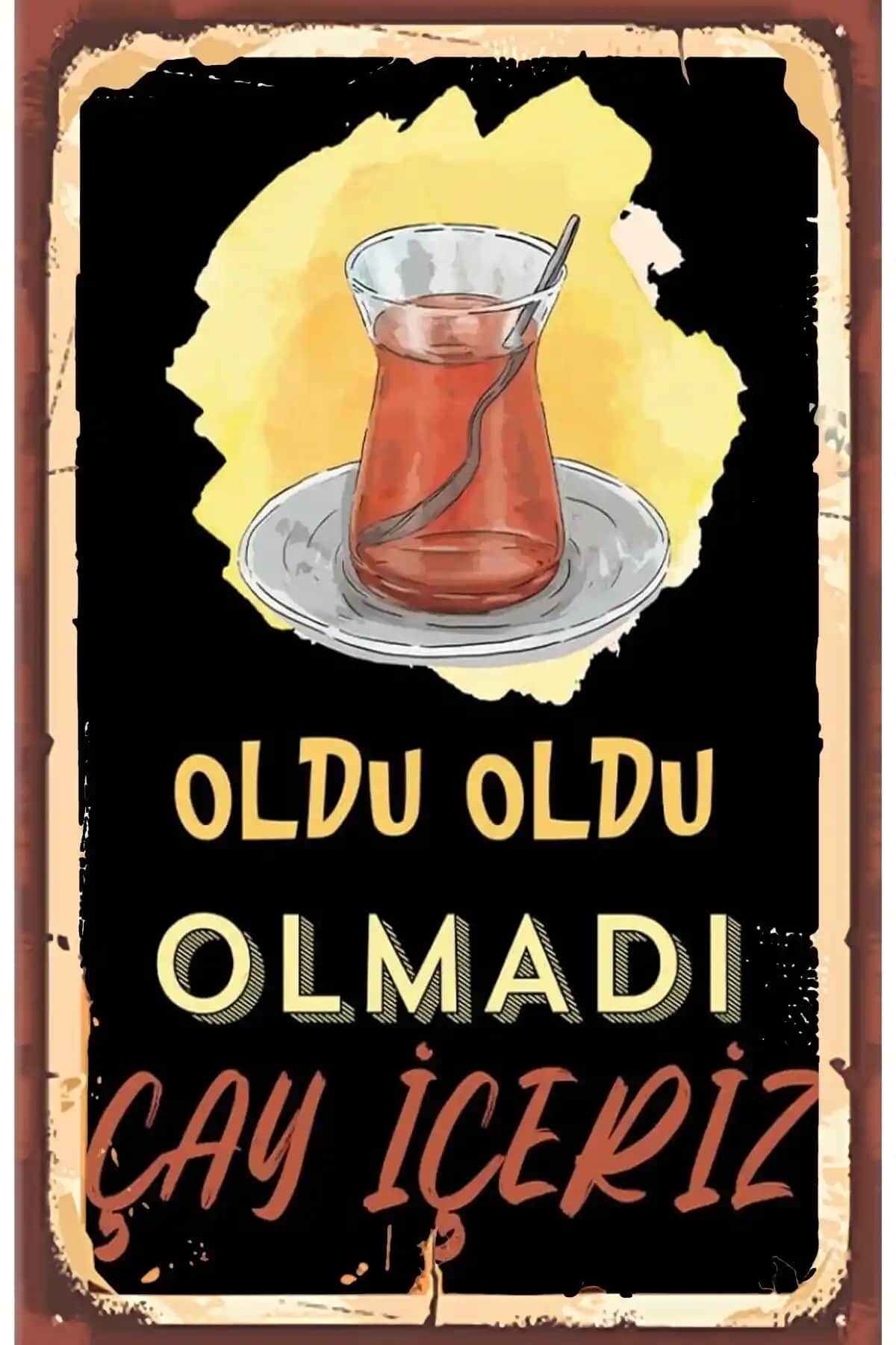 Çay ve Kahve Temalı Retro Ahşap Poster Dekorasyon İçin Modern ve Nostaljik Tasarım