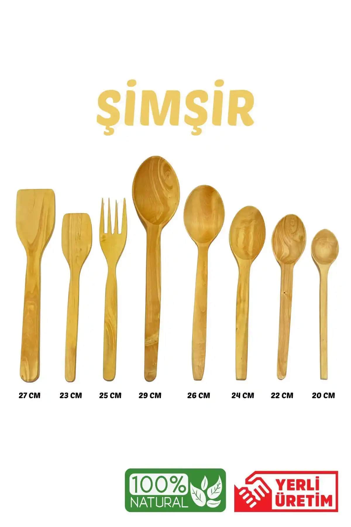 Kitchen Mania Şimşir Kaşık Servis Gereçleri Seti Doğal ve Sağlıklı Mutfak Kullanımı İçin