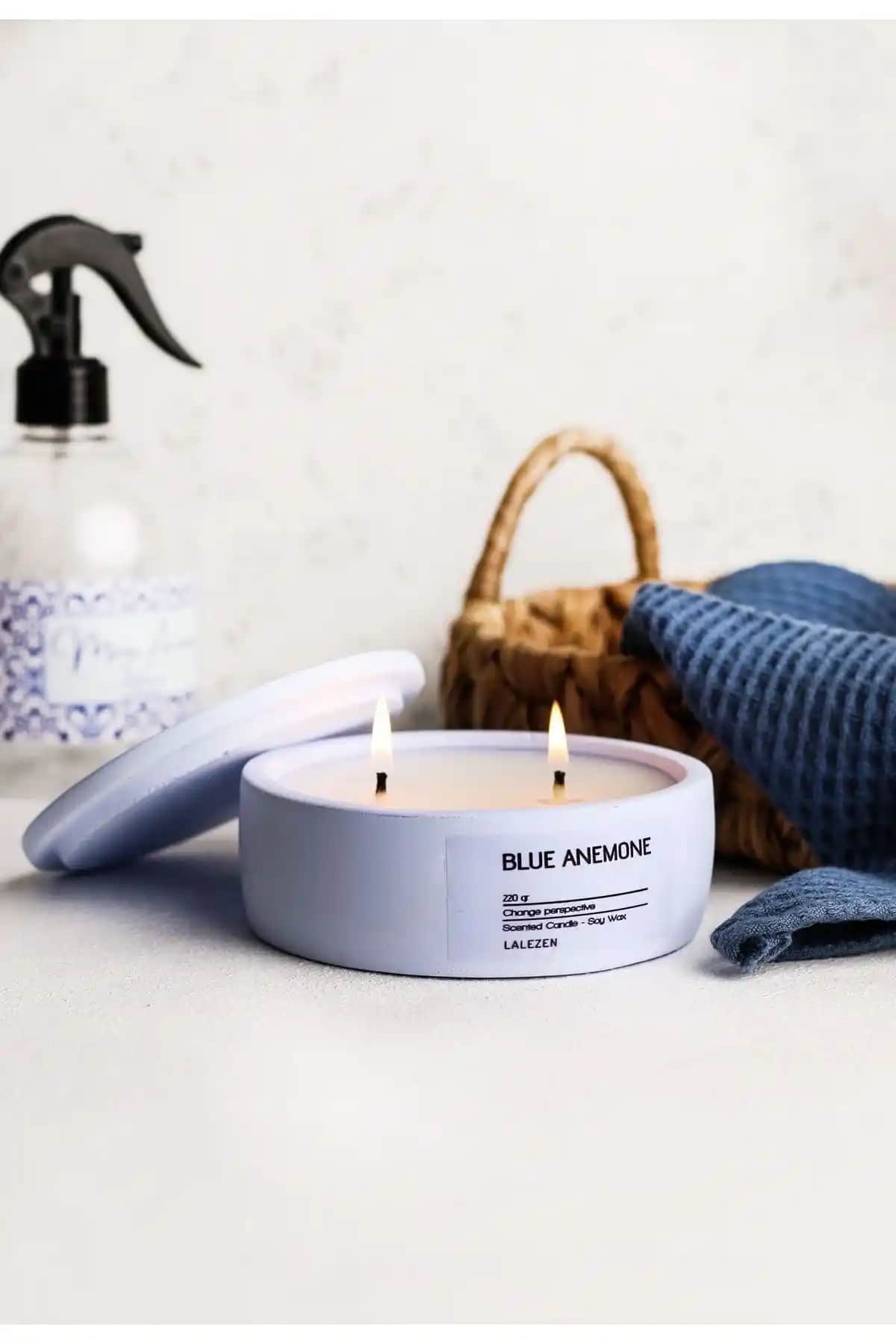 LALEZEN HOME Blue Anemone Kokulu Mum ile Ev Dekorasyonunuzu Canlandırın