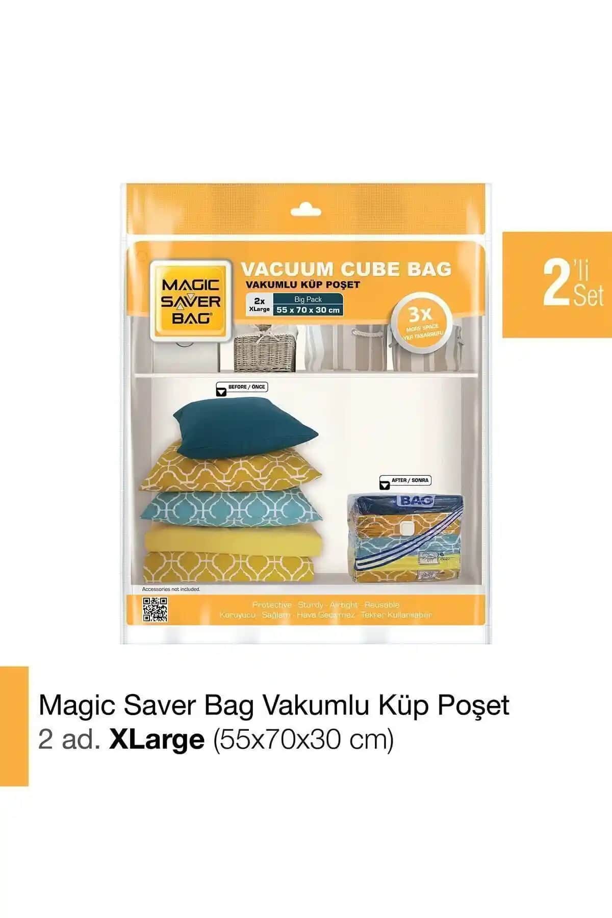 Magic Saver Bag 2’li XLarge Vakumlu Poşet: Geniş Hacimli Eşyalar İçin Pratik Saklama Çözümü