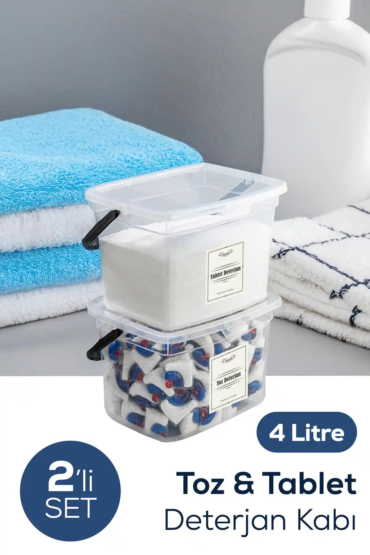 Vienev 2'li 4 Litre Beyaz Deterjanlık Saklama Kutusu Pratik ve Şık Temizlik Çözümü