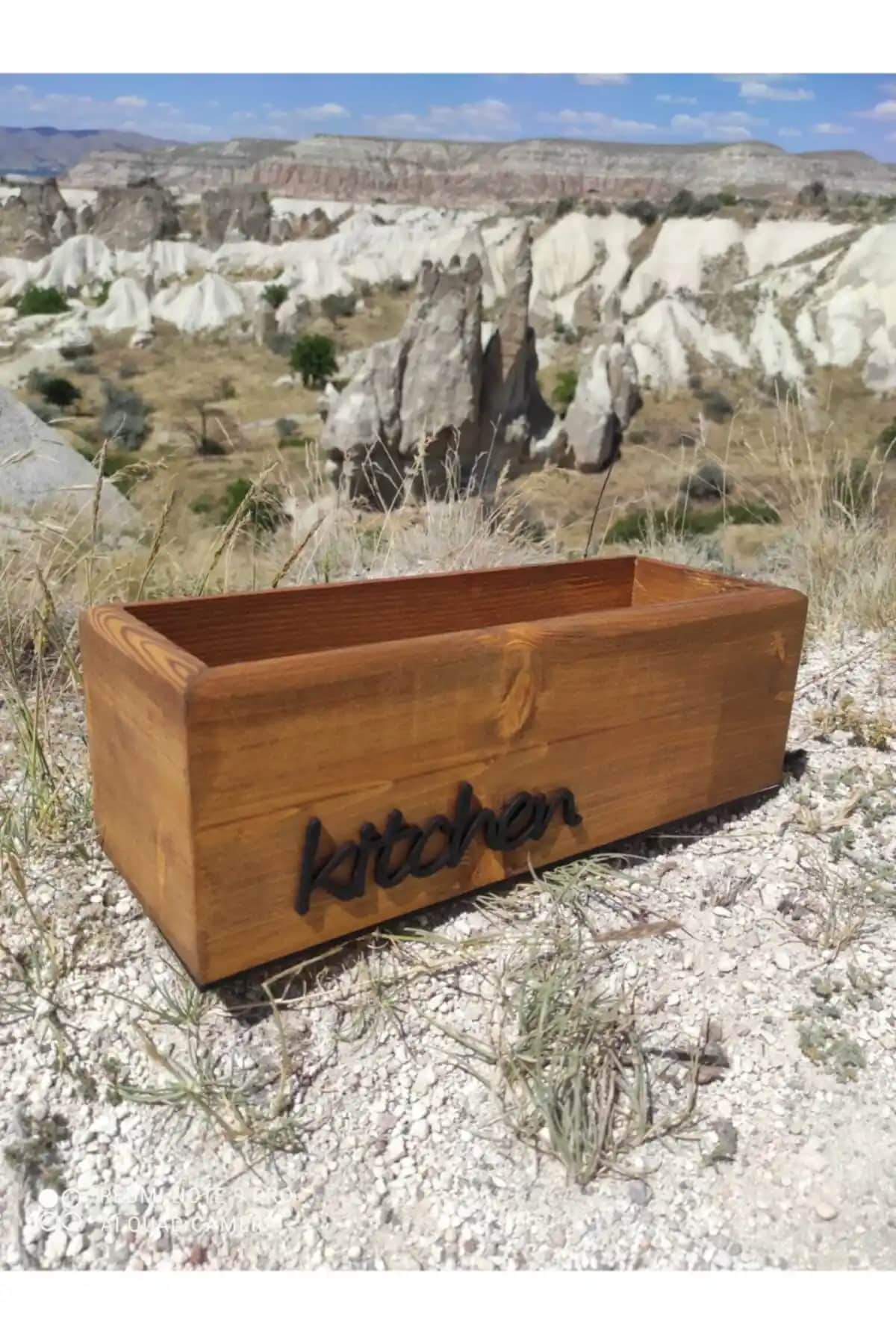 WoodRetro Ceviz Renkli Ahşap Mutfak Organizeri Fonksiyonel ve Estetik Tasarım