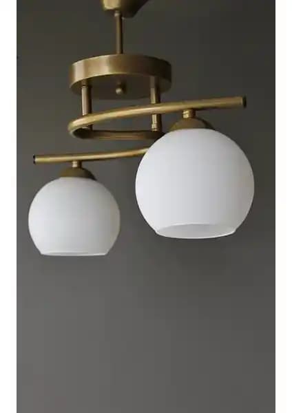 Avizevi Poyraz 2 Li Eskitme Beyaz Camlı Endüstriyel Stil Salon ve Mutfak Avizesi