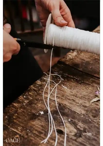 Cage Art Studio Mumlanmış Mum Fitili 10 Metre - Kaliteli ve Dayanıklı Mum Yapımı İçin