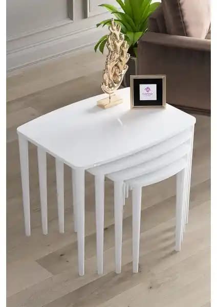 Canisa Concept Anka Serisi MDF 4'lü Beyaz Zigon Sehpa Takımı Modern Tasarım ve Dayanıklılık