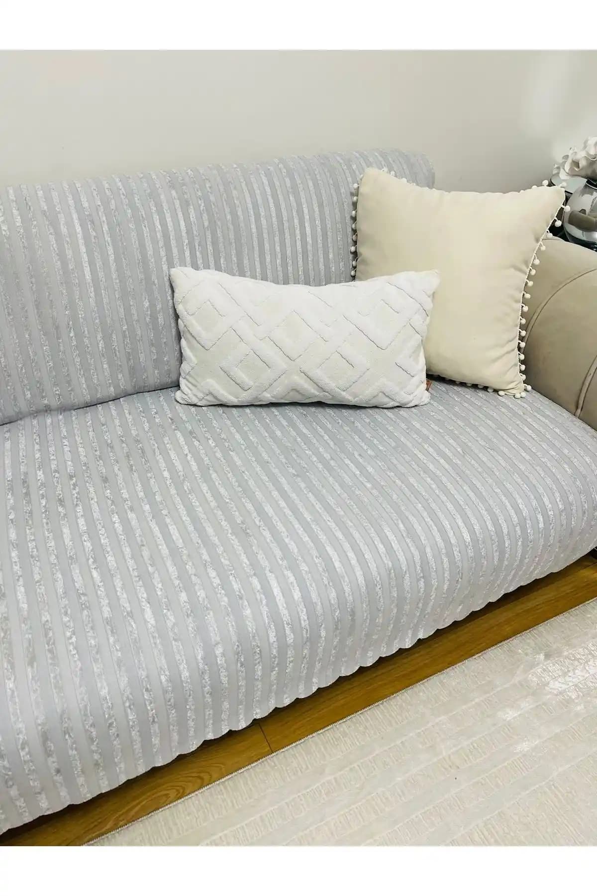 Coverbox Kaymaz Taban Süngerli Kadife Koltuk ve Çekyat Örtüsü 170x210 cm