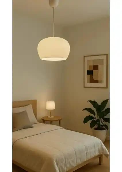 Decory Elysium Beyaz Modern Dokulu Tekli Sarkıt Avize E27 Duy Tipi ile Şık Aydınlatma