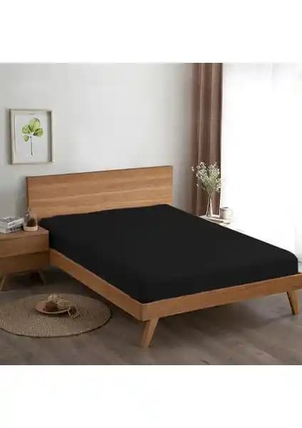 Evmisya Çift Kişilik Siyah Pamuklu Lastikli Çarşaf 160x200 cm İnceleme