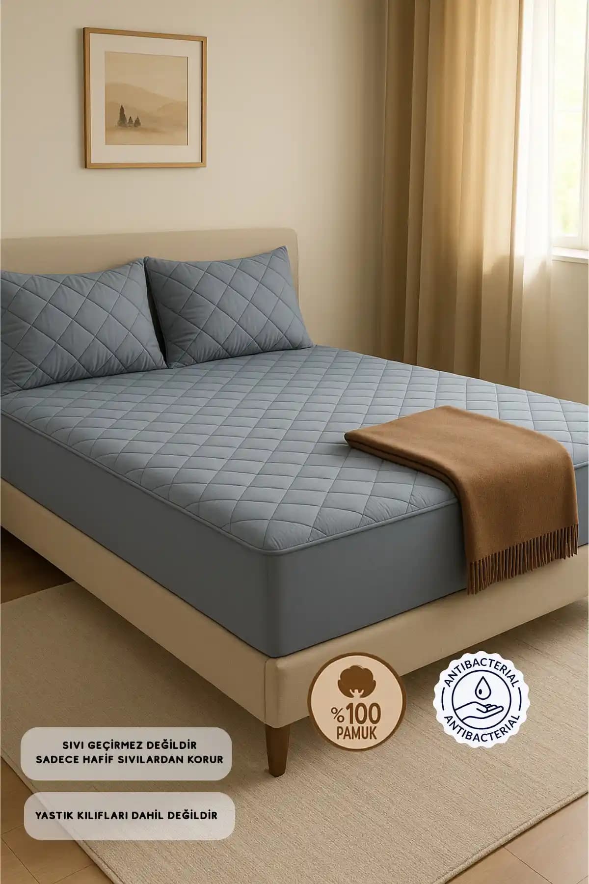 Formeya Gri %100 Pamuk Kapitone Fitted Yatak Koruyucu Çarşaf ile Konfor ve Hijyen