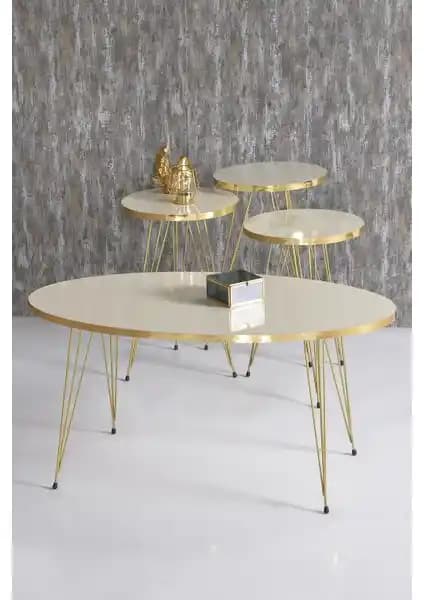 Gold Falez Zigon ve Orta Sehpa Elips Set Modern Tasarım ve Fonksiyonellik