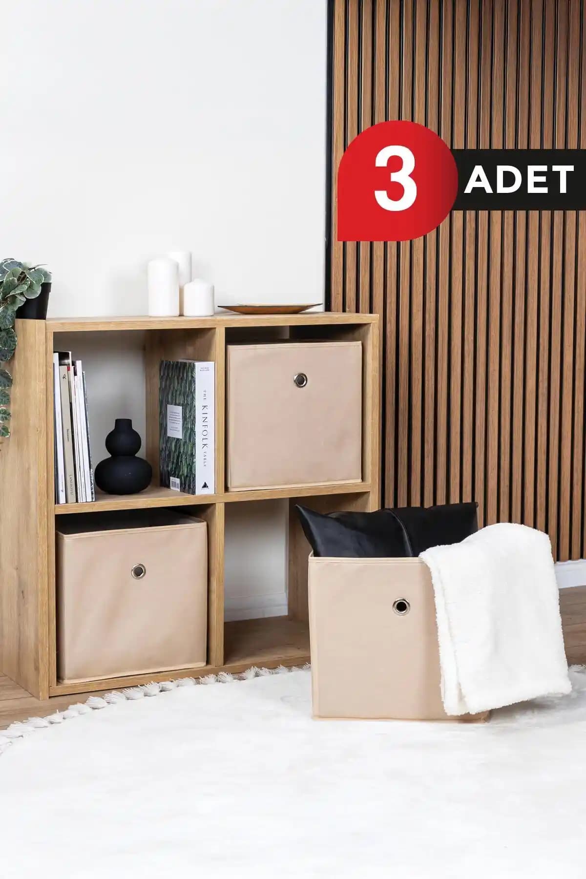 Helen's Home Bej 3'lü Dolap İçi Düzenleyici: Fonksiyonel ve Estetik Saklama Çözümü