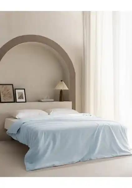 Madame Coco Manon Tek Kişilik %100 Pamuk Ranforce Düz Mavi Nevresim Takımı