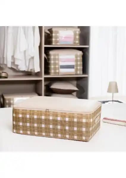 Nacarev Büyük Boy Kare Desenli Ekose Bej Baza Altı Düzenleyici Hurç Özellikleri