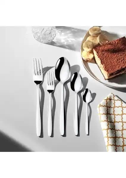 Nehir Sahra Sade 6 Kişilik 30 Parça Kutulu Çatal Kaşık Takımı - Dayanıklı ve Estetik