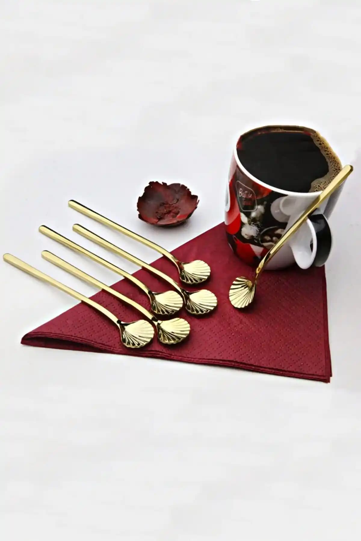 ÖzSa Home 6'lı Lüks Altın Renk 12 cm Paslanmaz Çelik Çay Kaşığı Seti