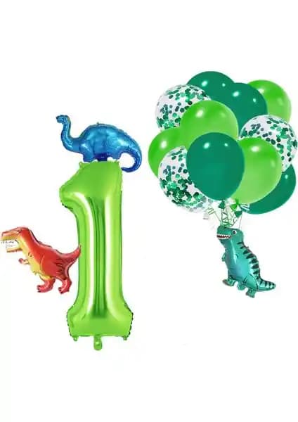 Patladı Gitti 1 Yaş Dinazor Seti: Canlı Renkli ve Dayanıklı Parti Dekorasyonu