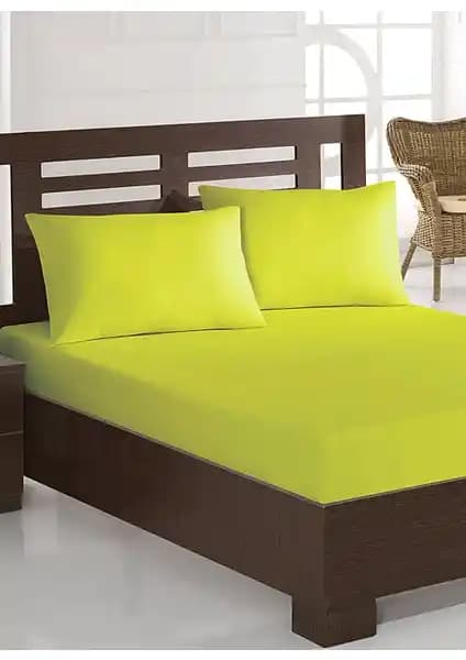 Şanlı 160x200 cm Çift Kişilik Penye Lastikli Çarşaf Yağ Yeşili Renkli Konfor