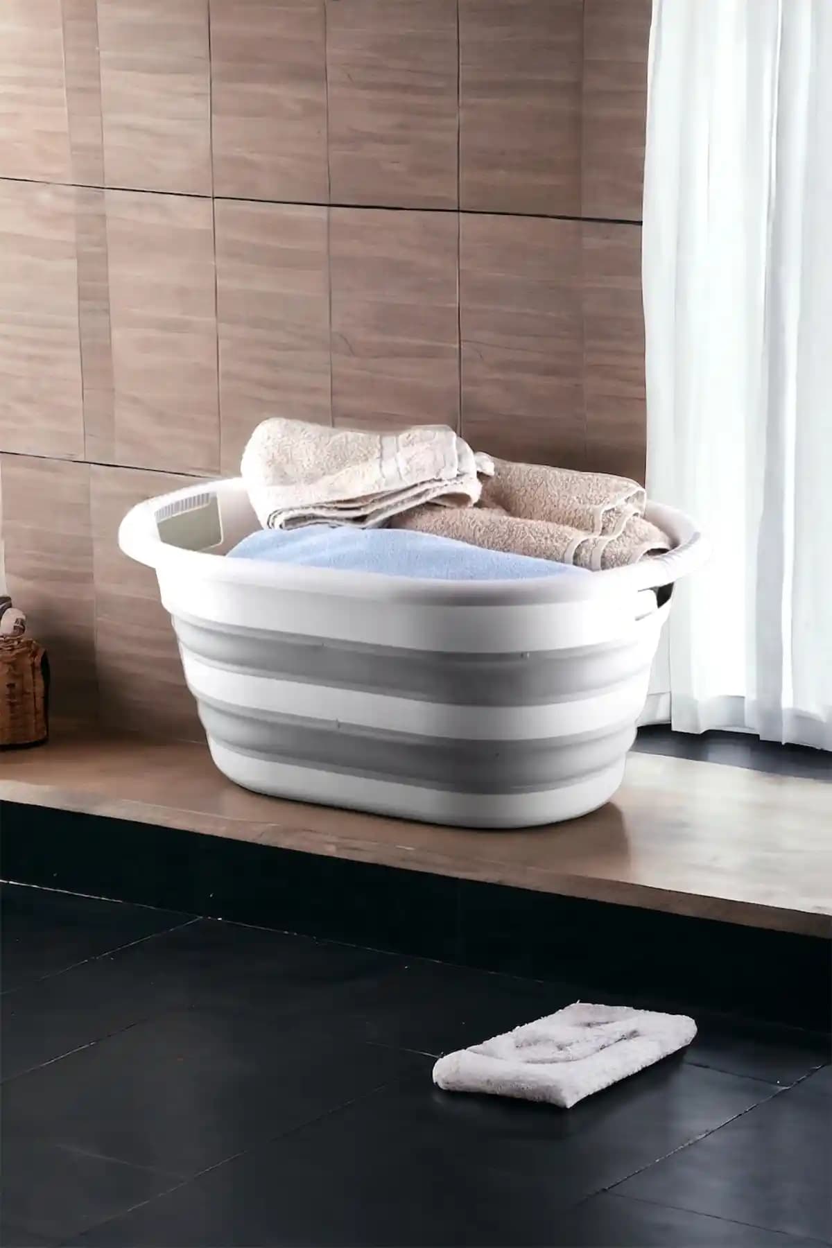 Tiklasende Vera Bath Katlanır Çamaşır Sepeti 25 Litre Plastik Akordeon Tasarım
