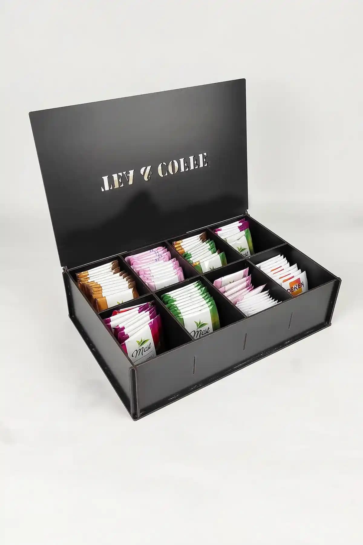 Woodsia 8 Bölmeli Ahşap Çay Kutusu: Şık ve Fonksiyonel Çay Saklama Çözümü