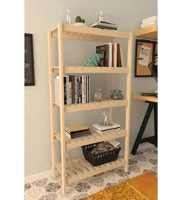 5 Kat Ahşap Raflı Kitaplıklar: Ev Dekorasyonunda Estetik ve İşlevsellik