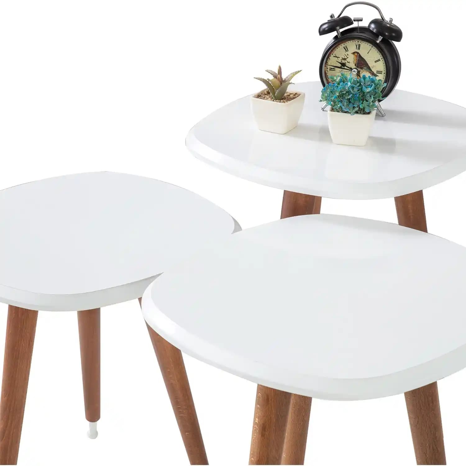 Ahşap Beyaz Yuvarlak Zigon Sehpa: Modern Ev Dekorasyonunda Şıklık ve Fonksiyonellik