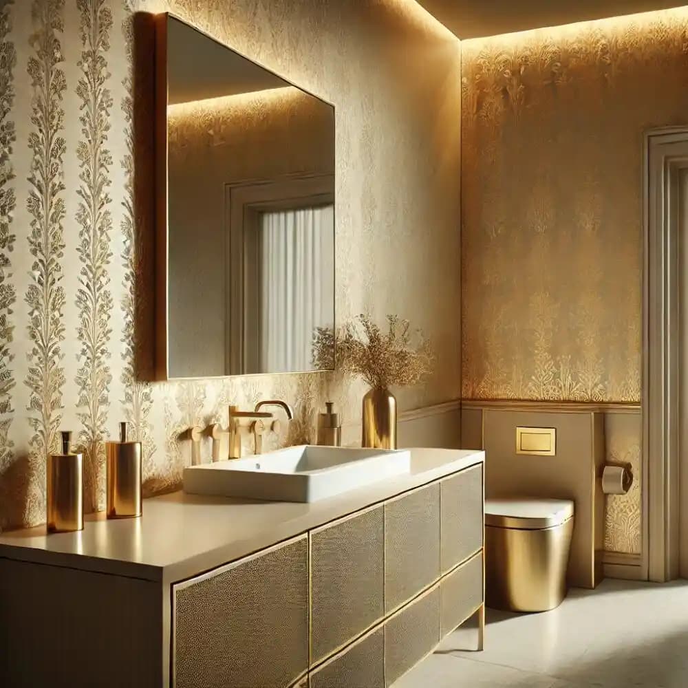 Altın Renkli Banyo Dekorasyon Alternatifleri Modern ve Klasik Tarzlara Uyum Sağlayan Fikirler