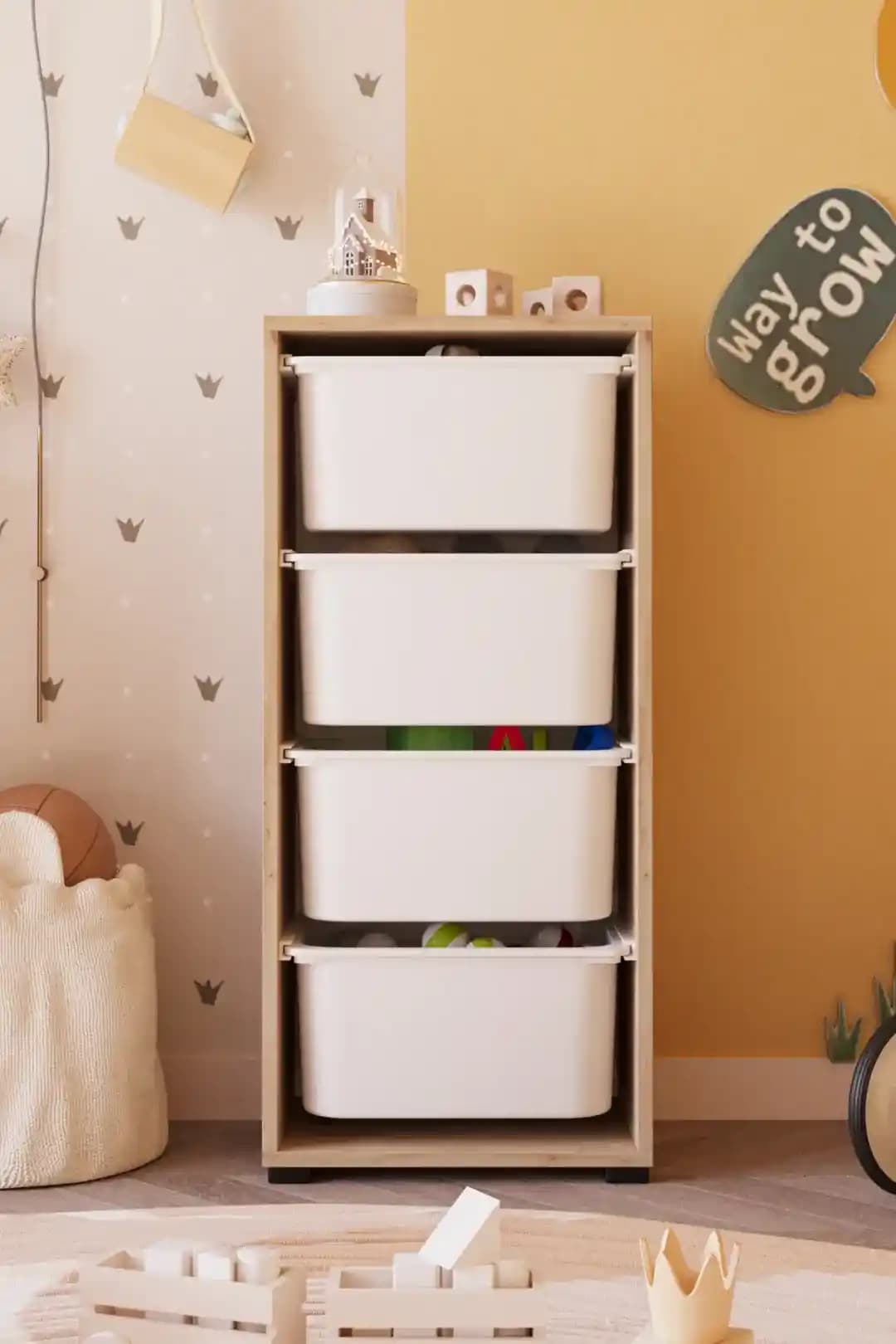Büyük Sepetli Oyuncak Dolapları ile Çocuk Odalarında Düzen ve Erişim Kolaylığı