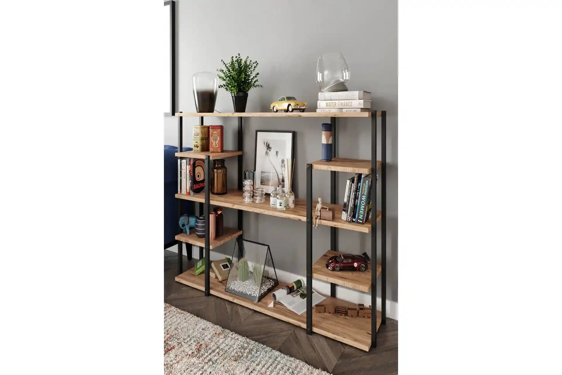 Modern 5 Katlı Ahşap Kitaplıklar ile Ev Dekorasyonunda Şıklık ve Fonksiyonellik