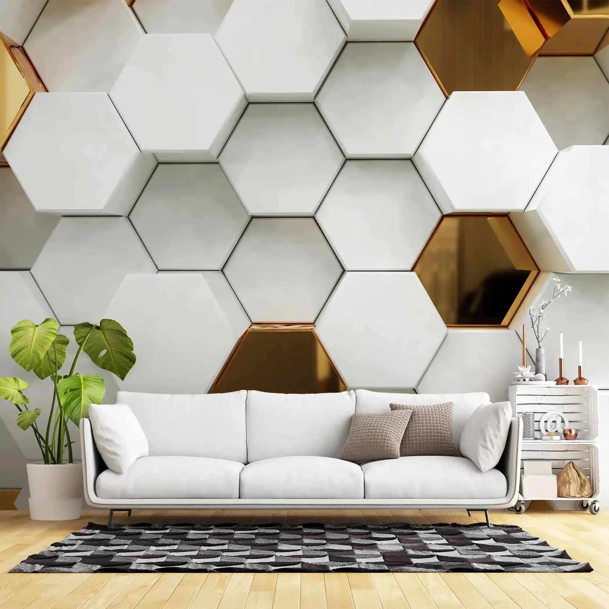 Modern Geometrik Altıgen Aynalar İç Mekan Dekorasyonunda Şıklık ve Fonksiyonellik