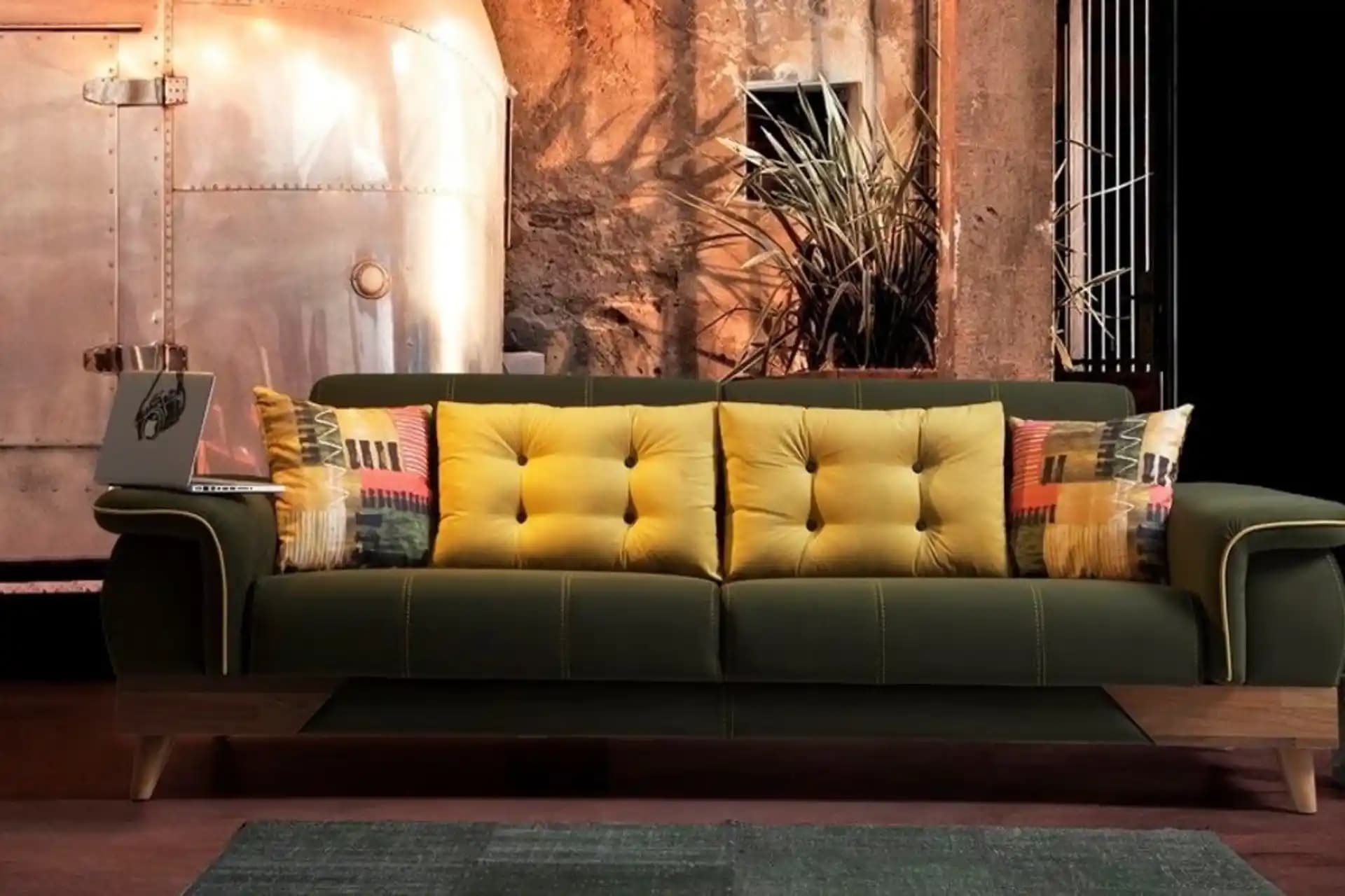 Modern Yeşil Hardal Renkli Koltuk Takımlarıyla Ev Dekorasyonunda Yeni Trendler