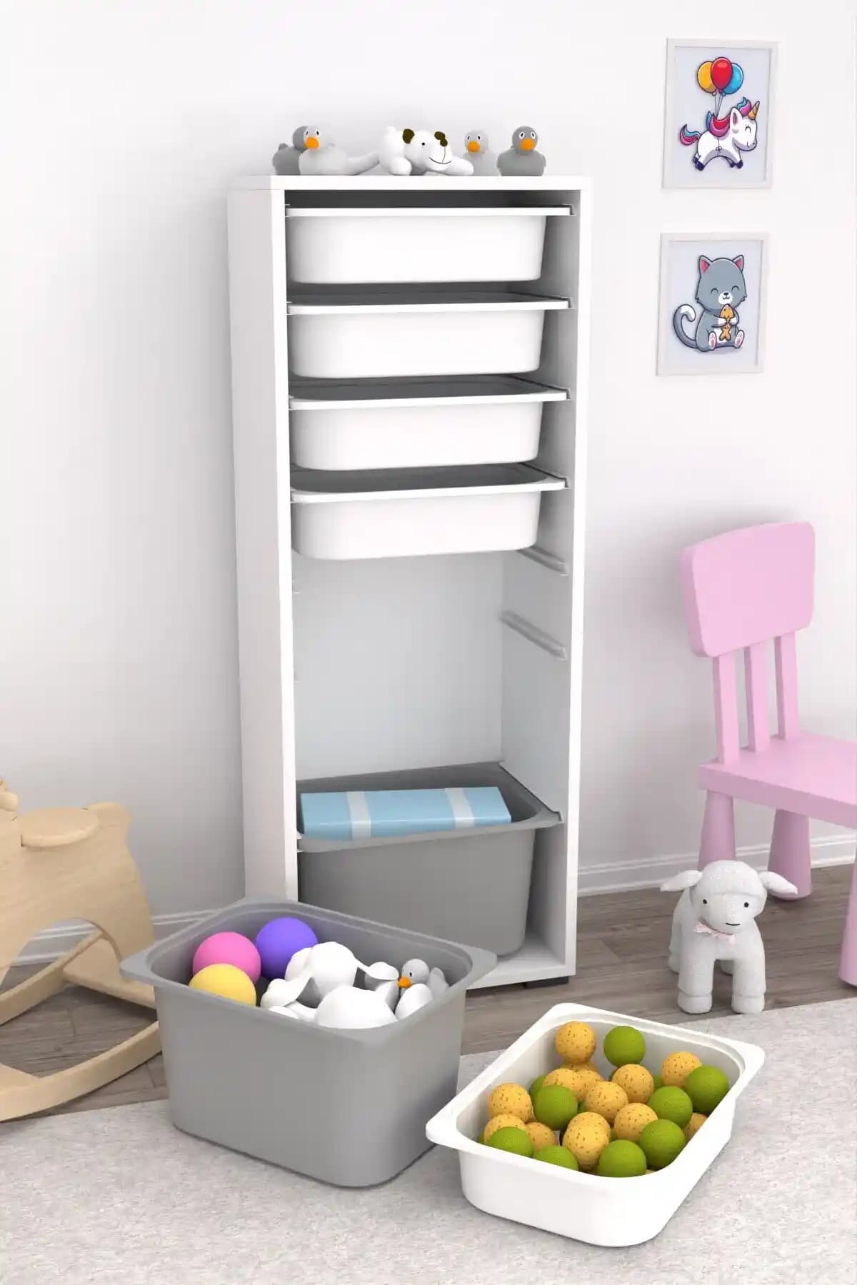 Pratico 7 Sepetli Oyuncak Dolabı: Fonksiyonel ve Estetik Çocuk Odası Depolama Çözümü