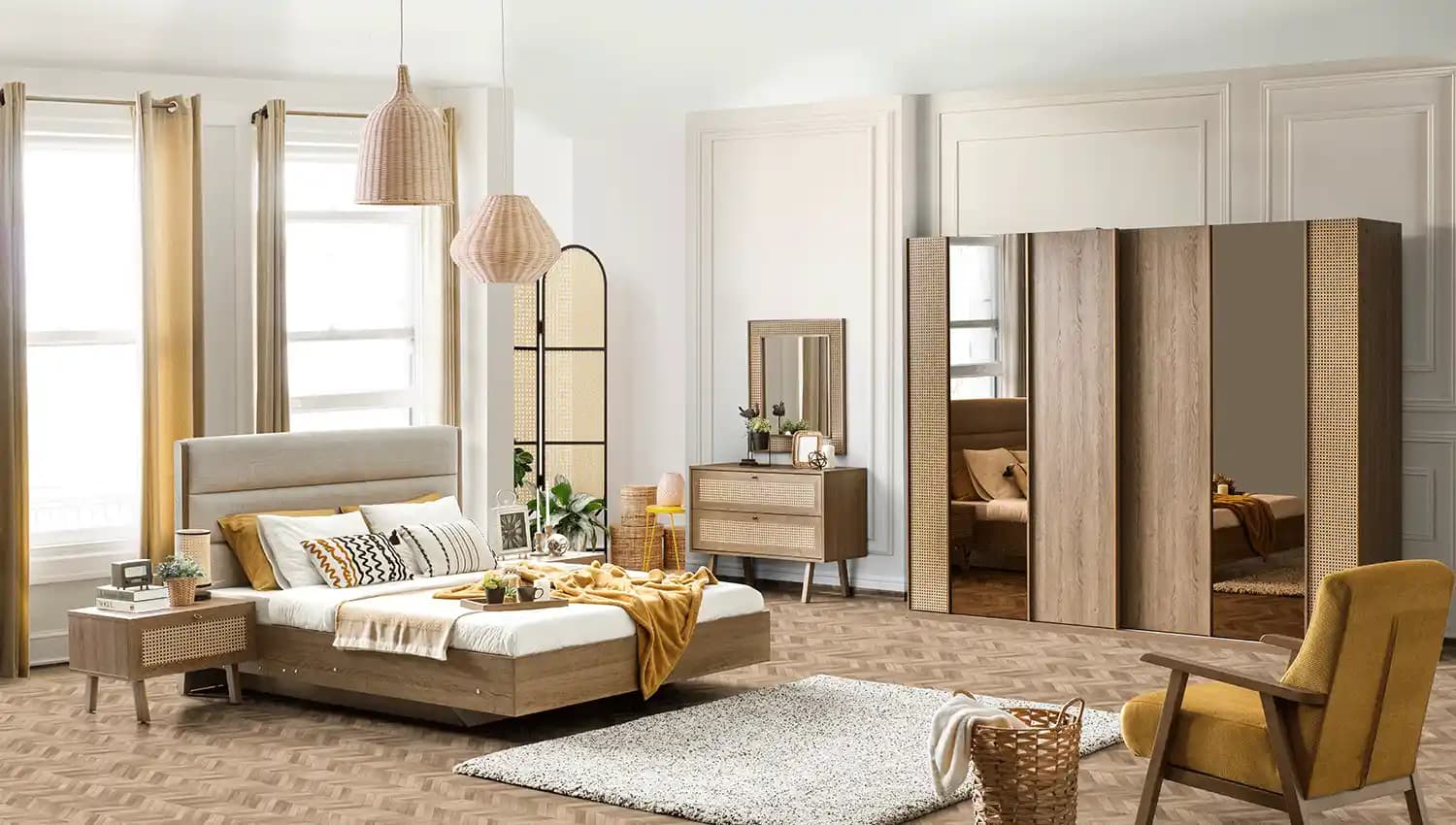Rattan Mobilyalı Yatak Odası Takımları: Doğal Şıklık ve Fonksiyonellik
