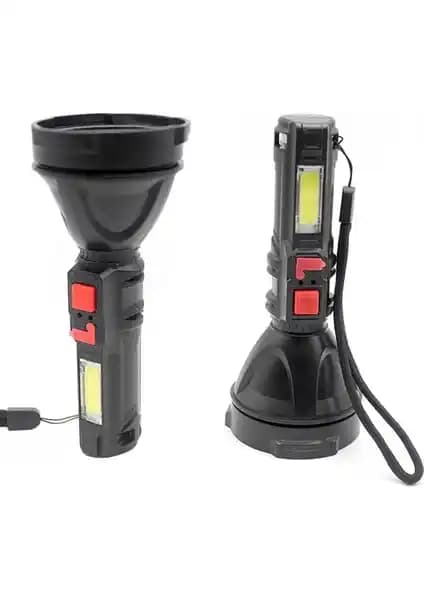 Gold Silver GS-830 Micro USB Şarjlı Taşınabilir LED El Feneri Güçlü Parlaklık ve Çok Modlu Kullanım