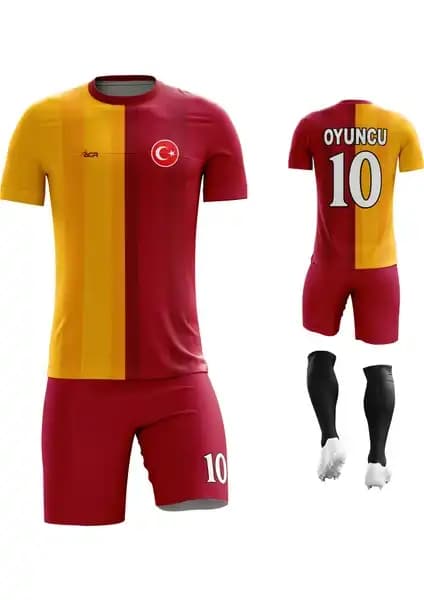 Kişiye Özel Futbol Forması Sarı Kırmızı 19 - Sportif ve Konforlu Tasarım