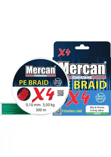Mercan Pe Örgü Premium 4x Ip 300 M Yeşil Misina Balıkçılık İçin Yüksek Performanslı Çözüm