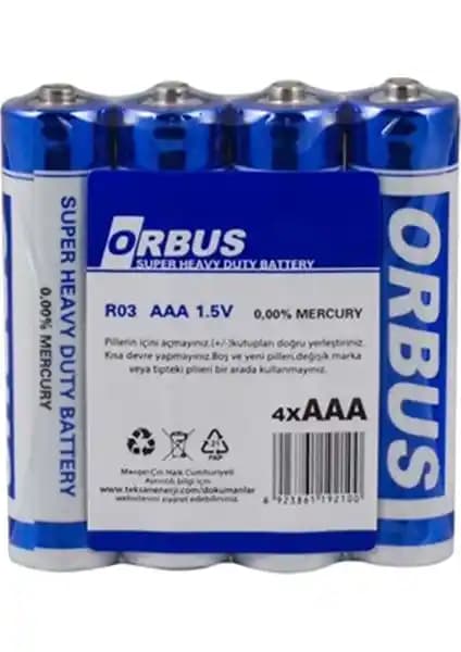 Orbus AAA İnce Pil 4'lü Paket Güç ve Güvenilirlik Sunan Şarj Edilebilir Pil