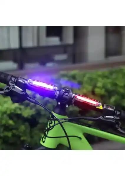 Robesbon Mavi-Kırmızı Çakarlı USB Şarjlı Bisiklet Stop Lambası Güvenlik ve Pratiklik Sunar