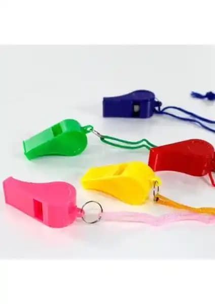 Rönesans Parti Plastik Renkli 5'li Düdükler: Çocuklar ve Gençler İçin Eğlenceli ve Renkli Partİ Aksesuarları
