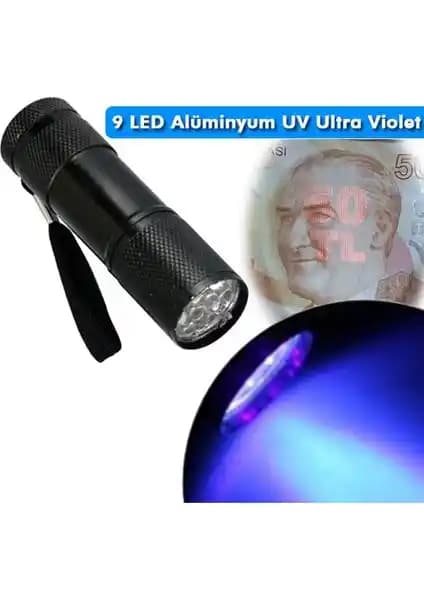 SkyWolfEye Taşınabilir 9 LED UV El Feneri Güçlü ve Çok Yönlü Kullanım İmkanlarıyla