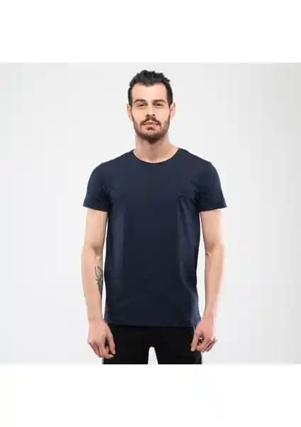 Slazenger SANDER Erkek Lacivert Tişört Şıklık ve Konfor Sunan Modern Tasarım