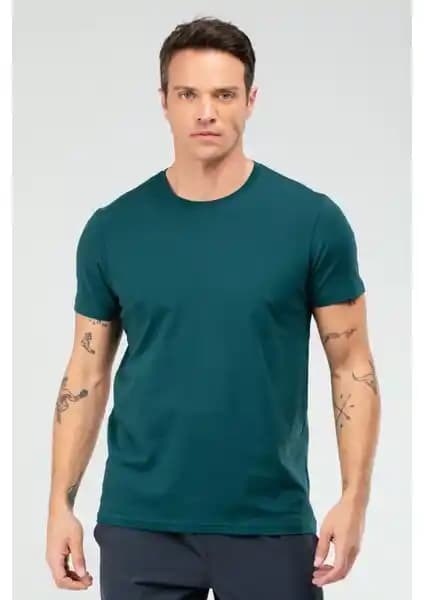 Speedlife Petrol Renkli Pamuklu Erkek Tişörtü Modern ve Rahat Tasarım