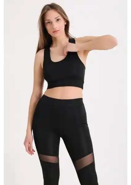 Banega Siyah Sırt Tül Detaylı Büstiyer Sporcu ve Günlük Kullanım İçin Uygun