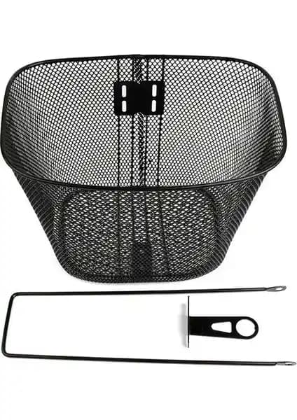 Dayanıklı ve Şık Siyah Metal Ön Bisiklet Sepeti Günlük Taşıma Kolaylığı