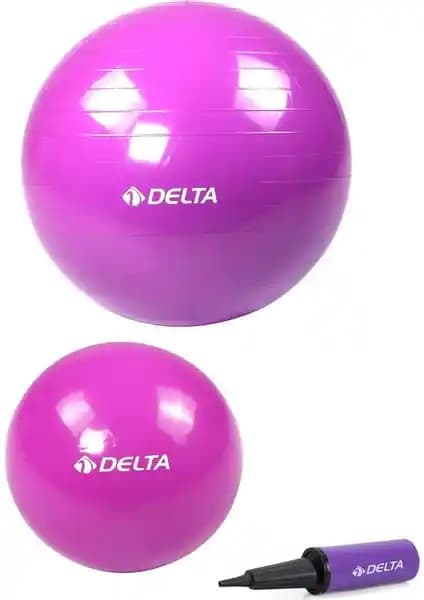 Delta 55 cm Pilates Topu Mini Denge Topu ve Pompa Seti Fitness ve Sağlık İçin Uygun